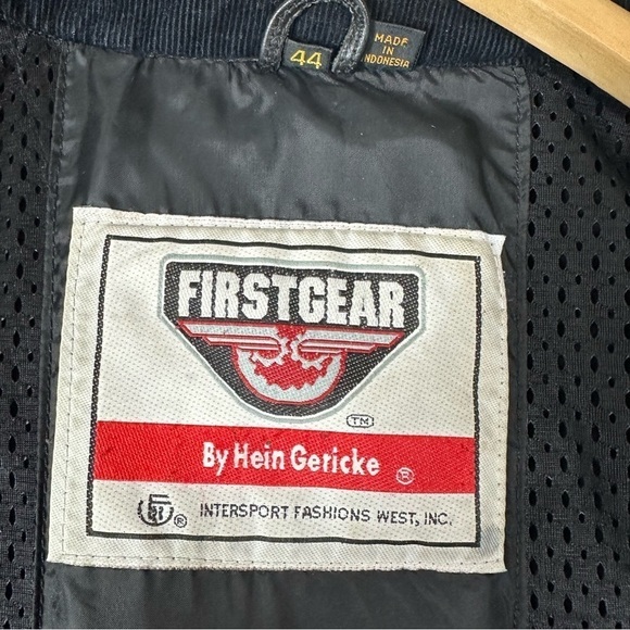 First Gear Motorcycle Black Leather Jacket Size 44 - Picture 4 of 13